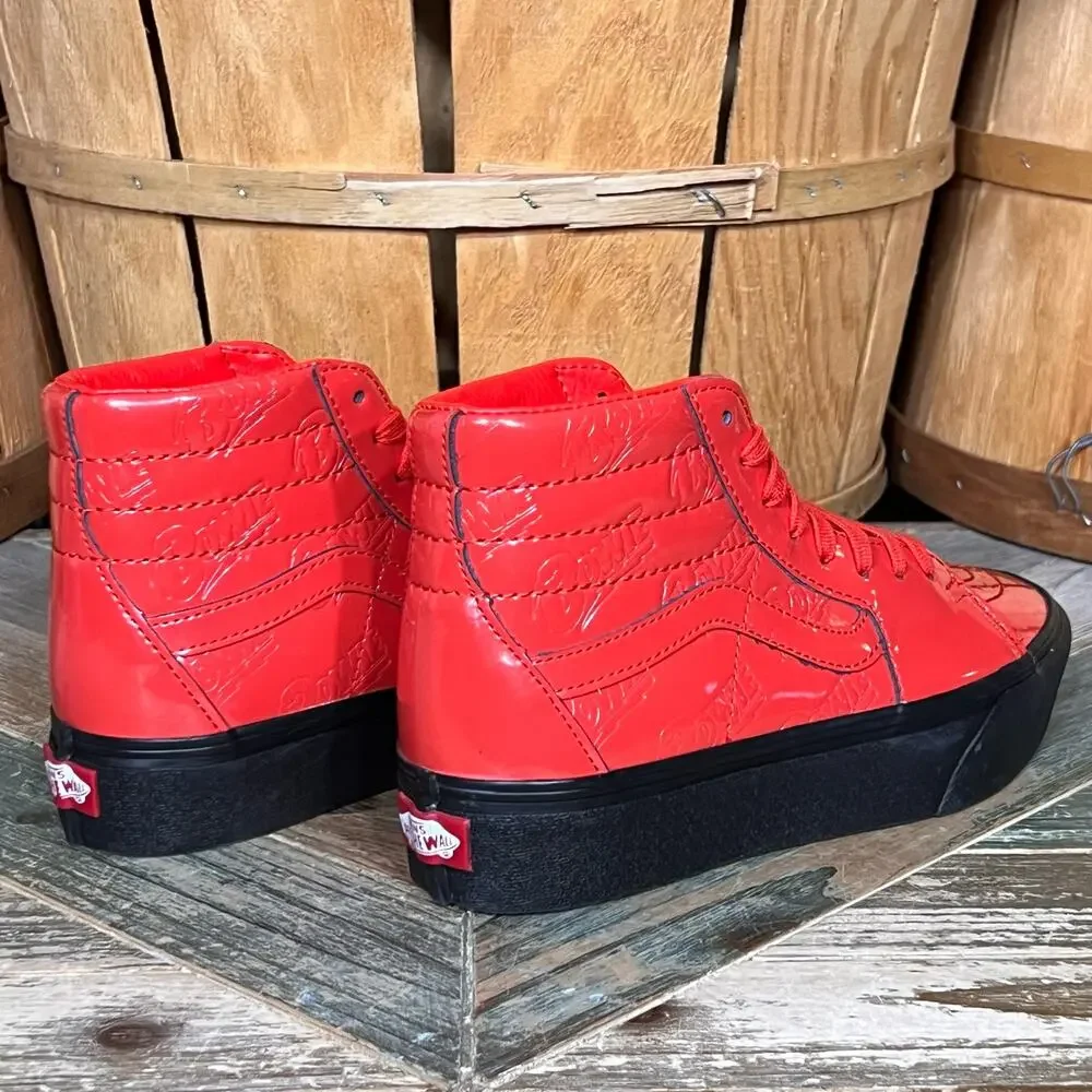 Vans Sk8-Hi Platform 2 David Bowie Ziggy Stardust Red Patent Sneaker Womens 6.5